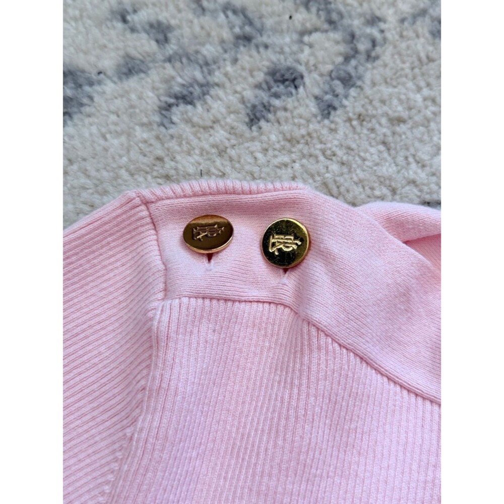 Ralph Lauren Pink Boatneck Sweater with Gold Buttons - Picture 4 of 8